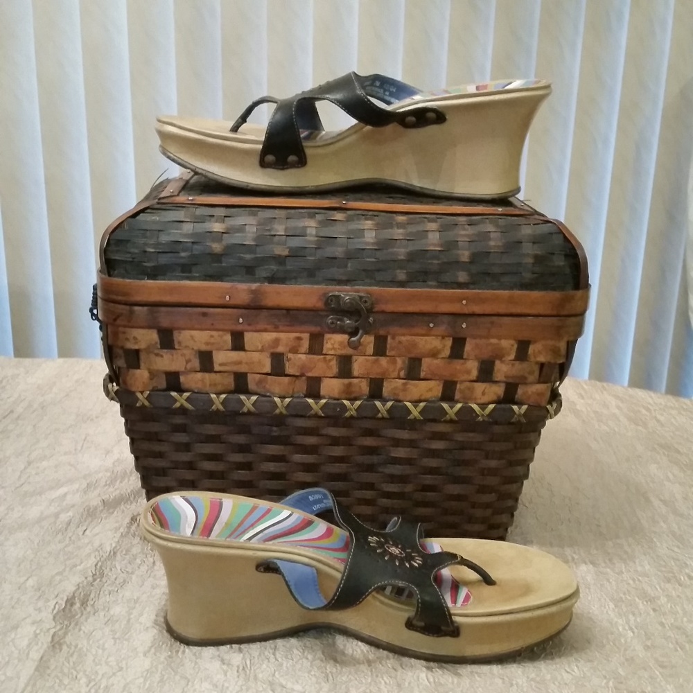 Indigo by Clark Sun Design Wedge Sandals, Size 7M